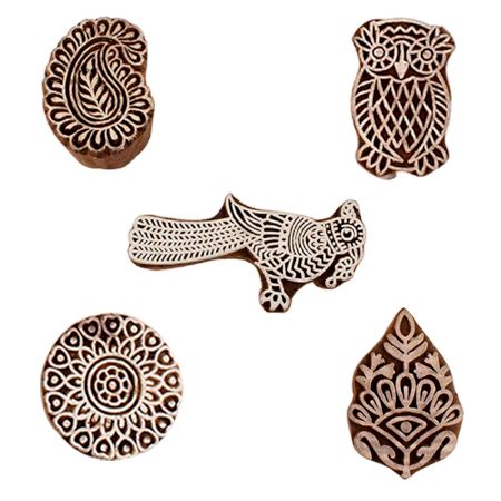 Set of 5 Piece New Mix Wooden Printing Blocks